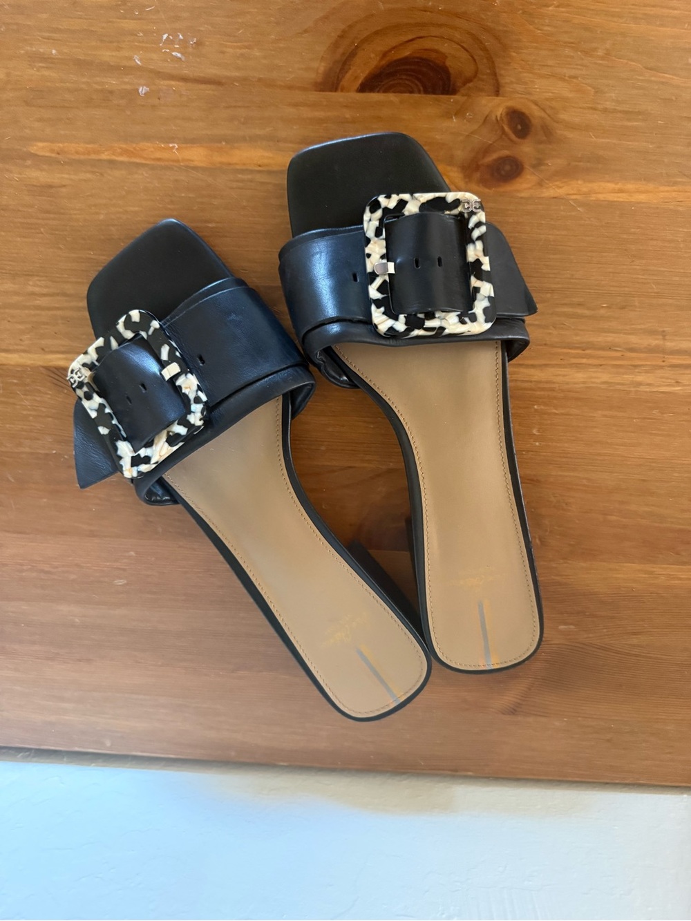 Sam Edelman Black Slide Mules with Tortoiseshell Buckle